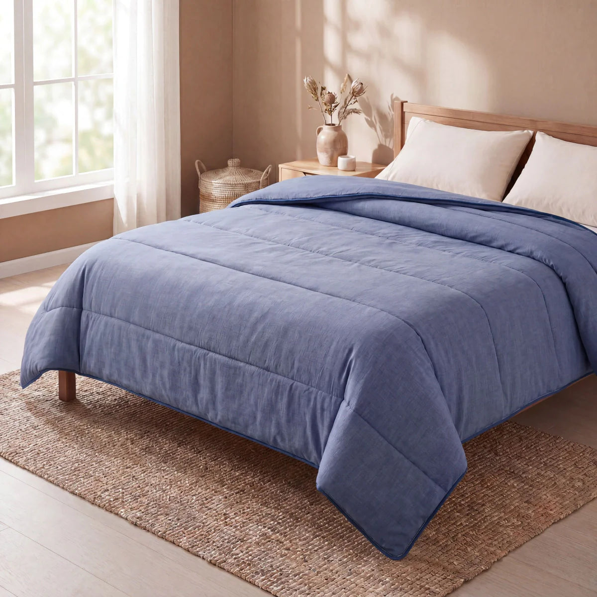 Zelesta Comfort Structure Summer Duvet in Denim, lifestyle photo
