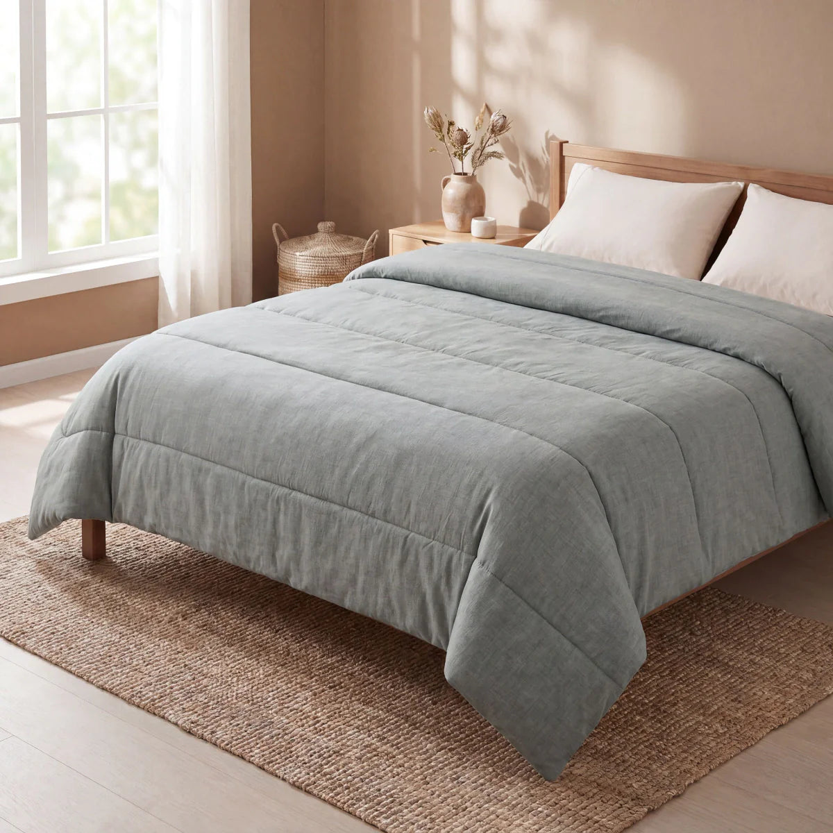 Zelesta Comfort Structure Summer Duvet in Green, lifestyle photo