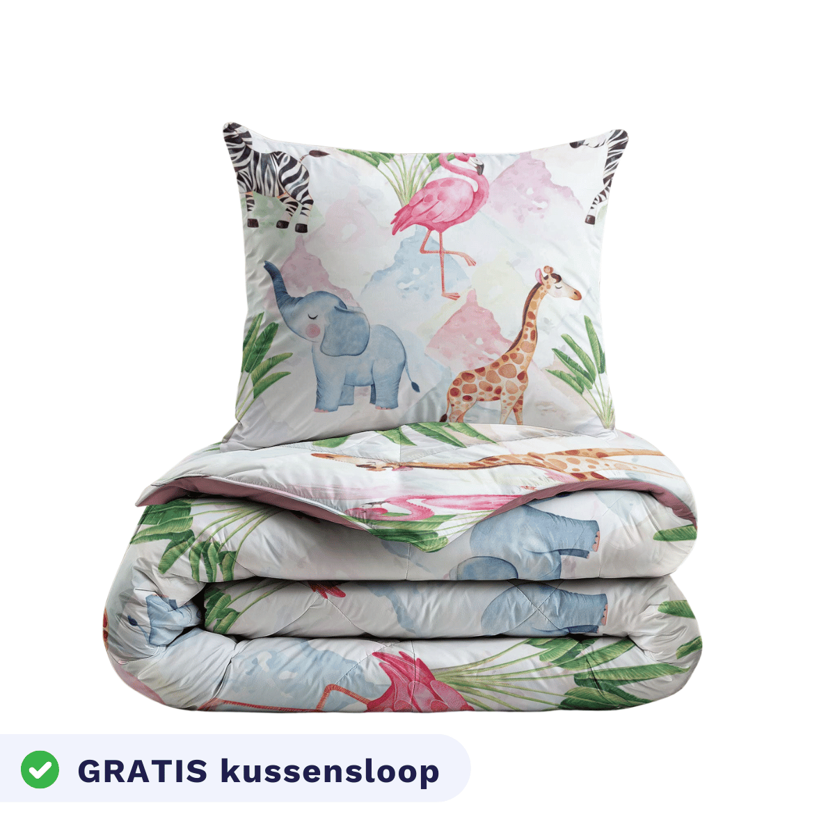 Zelesta Comfort Kids Duvet - Colorful Animals, neatly folded product shot showing the colourful animal print in bright playful tones