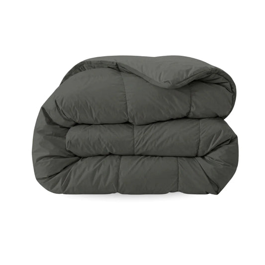 Zelesta Comfort Uni Duvet in Anthracite, neatly folded on a white background showing the soft anthracite microfiber fabric