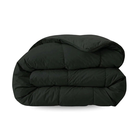 Zelesta Comfort Uni Duvet in Black, neatly folded on a white background showing the soft black microfiber fabric
