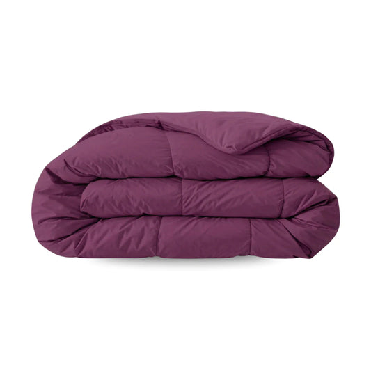 Zelesta Comfort Uni Summer Duvet in Bordeaux, neatly folded on a white background showing the soft bordeaux microfiber fabric