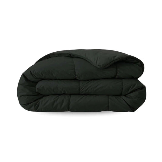 Zelesta Comfort Uni Summer Duvet in Black, neatly folded on a white background showing the soft black microfiber fabric