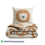 Zelesta Comfort Kids Duvet - Lucky Lion, product shot showing the cheerful lion print in warm yellow and orange