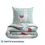 Zelesta Comfort Kids Duvet - Party Lama, product shot showing the fun party llama print in bright colours