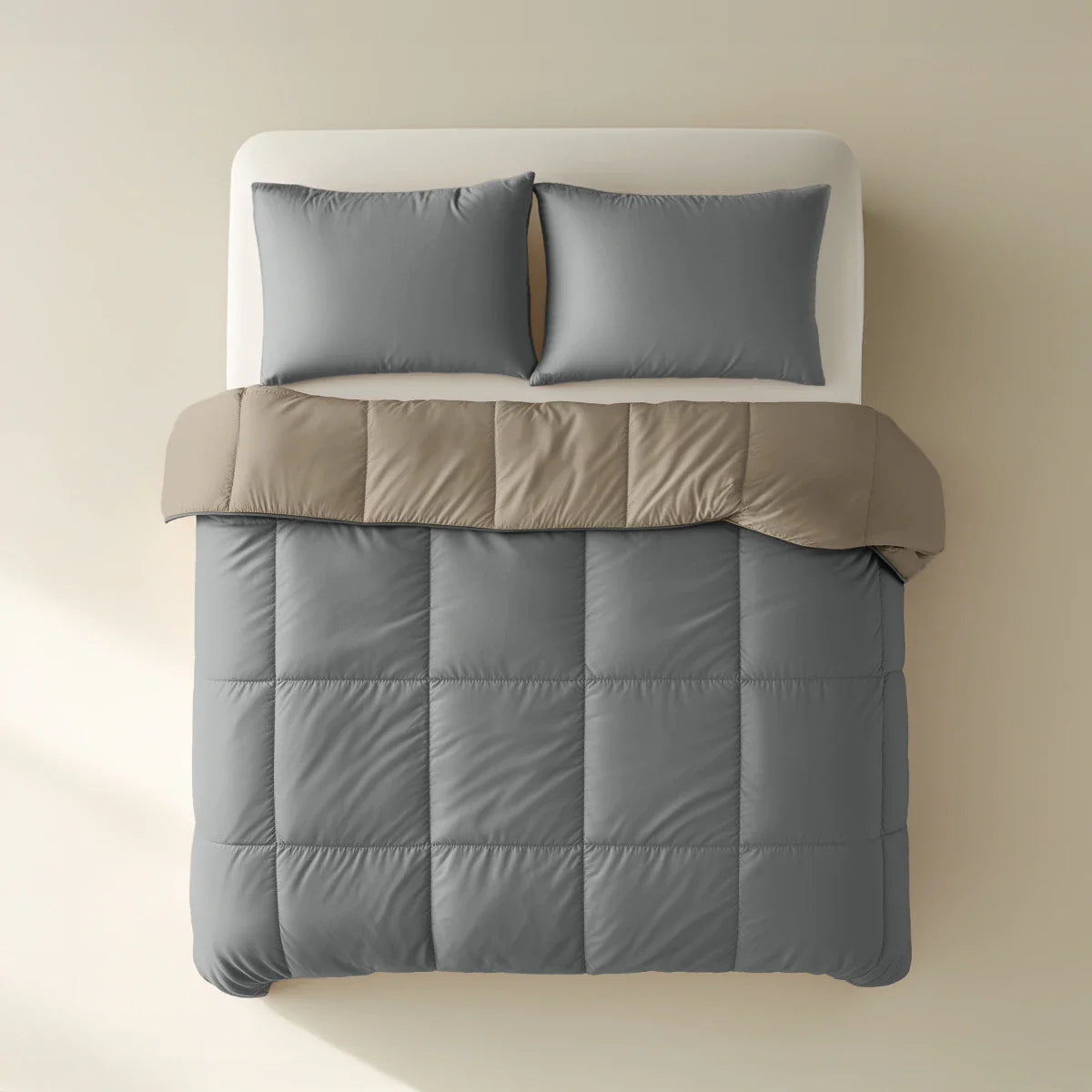 Zelesta Deluxe Duo Percale Cotton Summer Duvet - Anthracite & Taupe