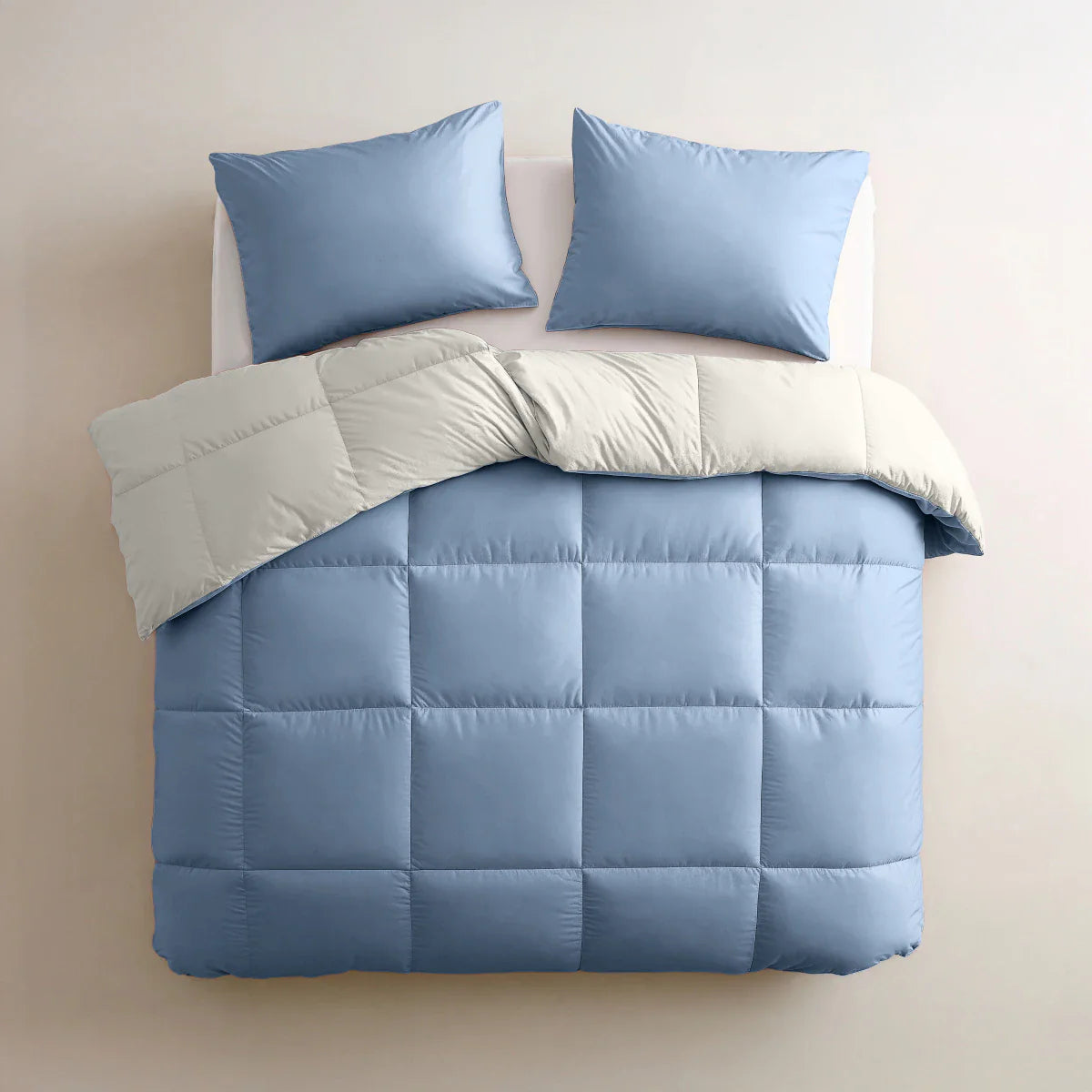 Zelesta Deluxe Duo Percale Cotton Summer Duvet - Dream Blue & Cream