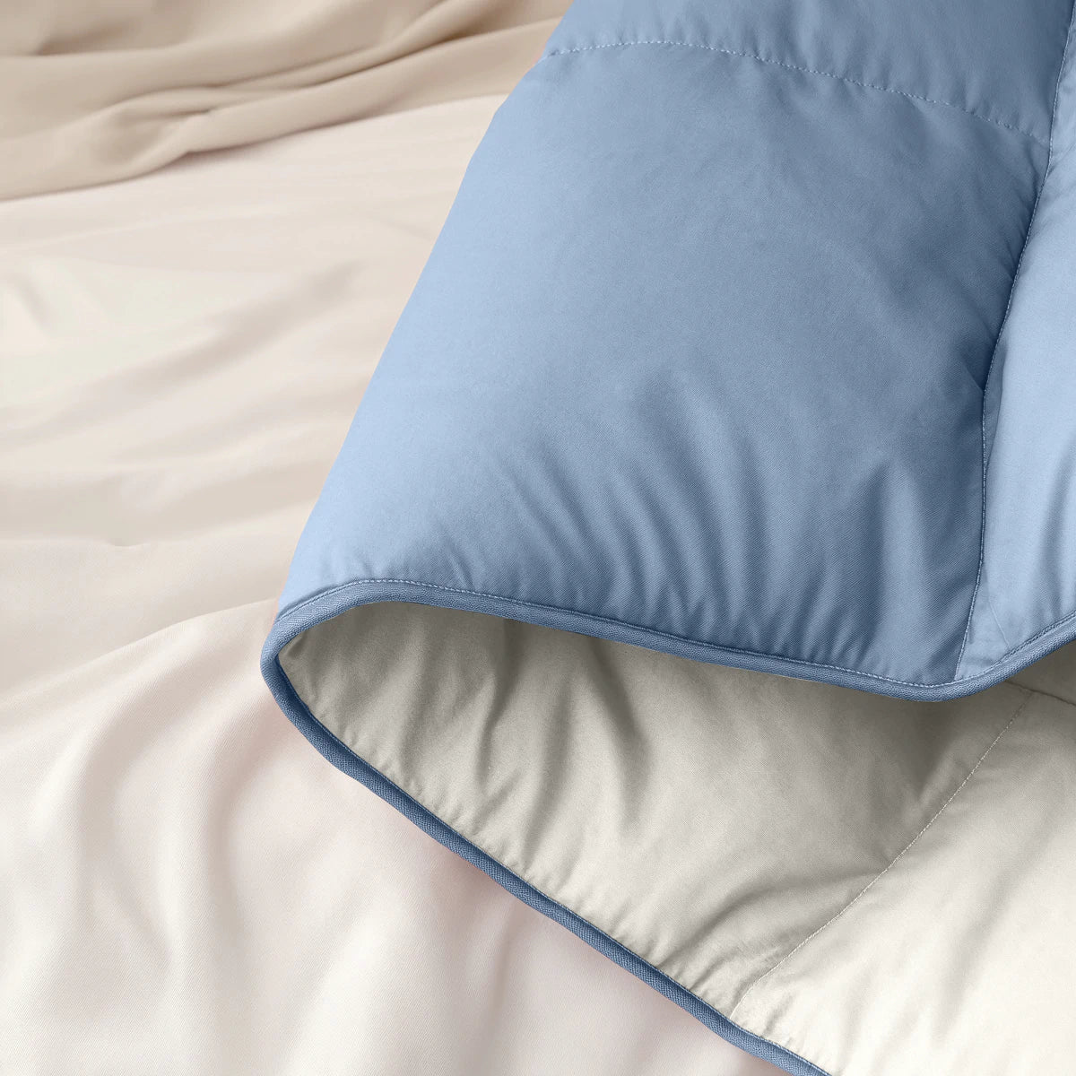 Zelesta Deluxe Duo Percale Cotton Summer Duvet - Dream Blue & Cream