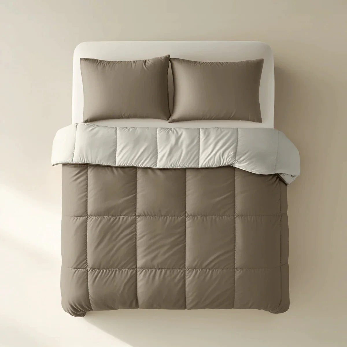 Zelesta Deluxe Duo Percale Cotton Summer Duvet - Taupe & Cream