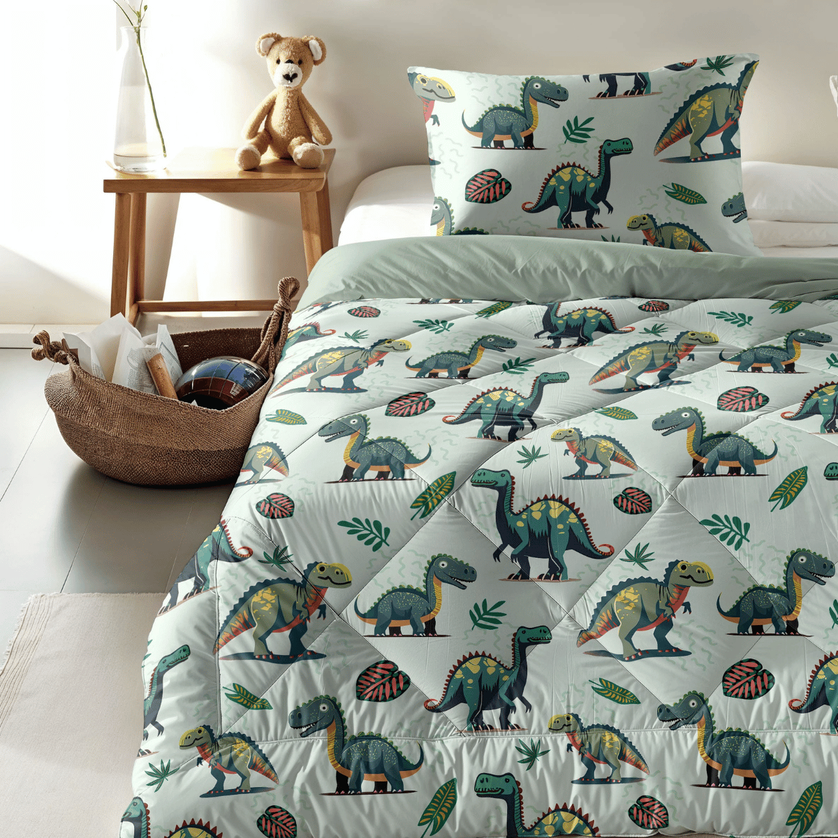 Zelesta Comfort Kids Duvet - Dino, lifestyle photo in a children's bedroom