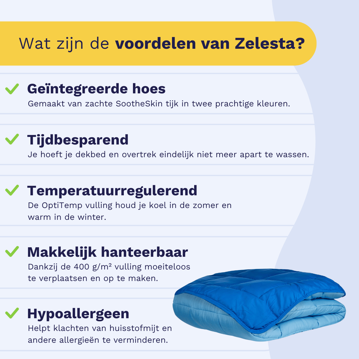 Zelesta Everyday Uni Duvet in Blue & Azure, neatly folded on a white background showing the soft blue & azure microfiber fabric
