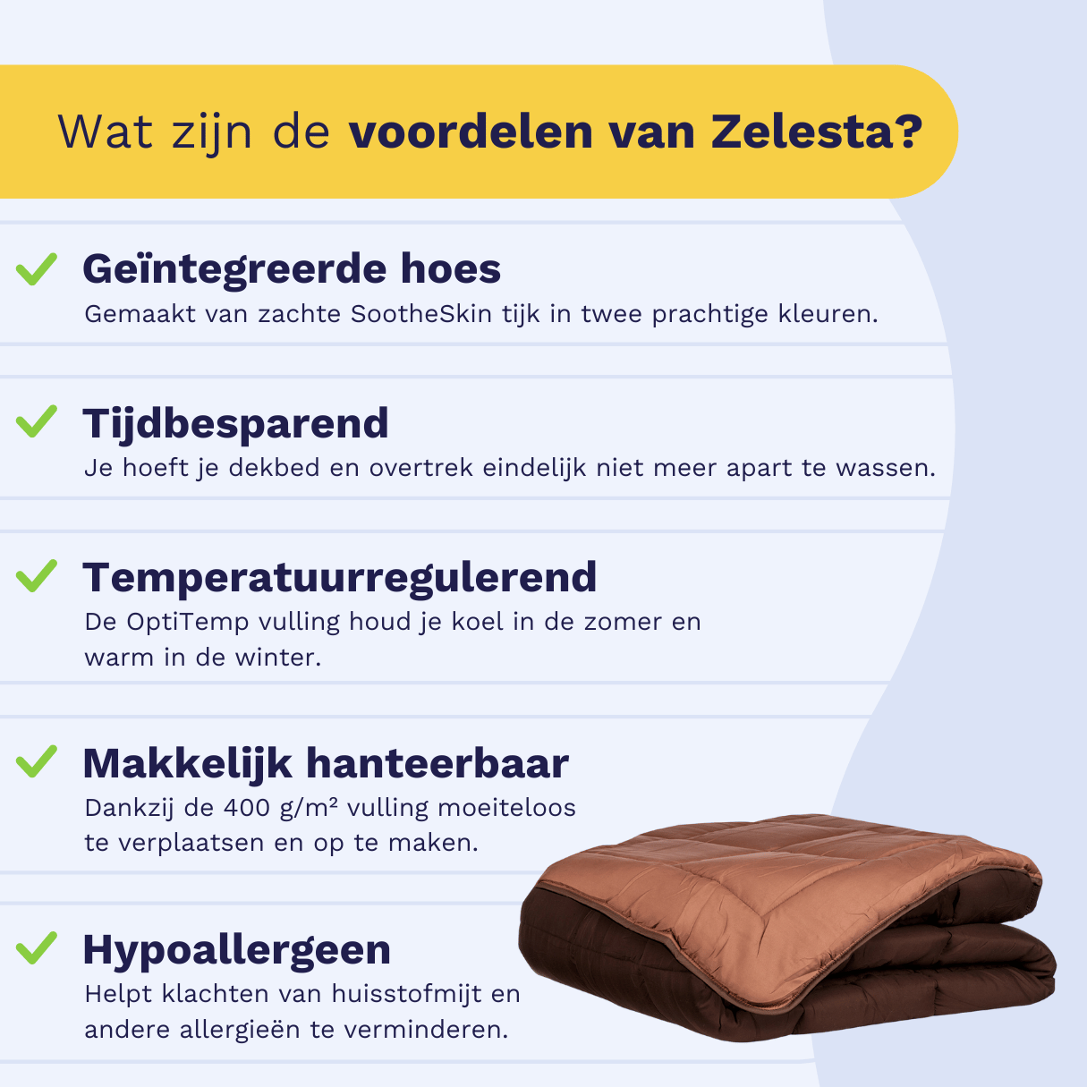 Zelesta Everyday Uni Duvet in Chocolate & Mocha, neatly folded on a white background showing the soft chocolate & mocha microfiber fabric