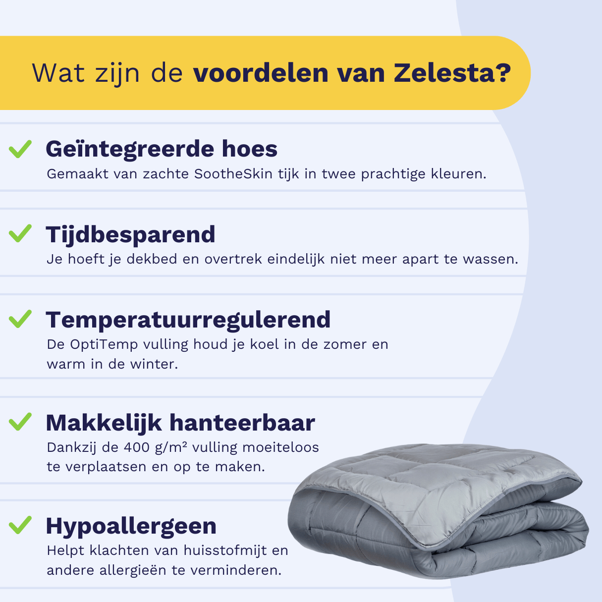 Zelesta Everyday Uni Duvet in Dark Grey & Silver Grey, neatly folded on a white background showing the soft dark grey & silver grey microfiber fabric
