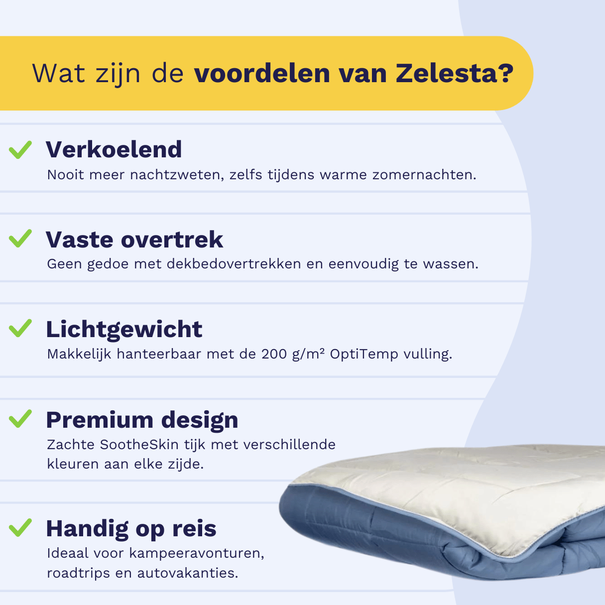 Zelesta Everyday Uni Summer Duvet in Blue & Mastic, neatly folded on a white background showing the soft blue & mastic microfiber fabric