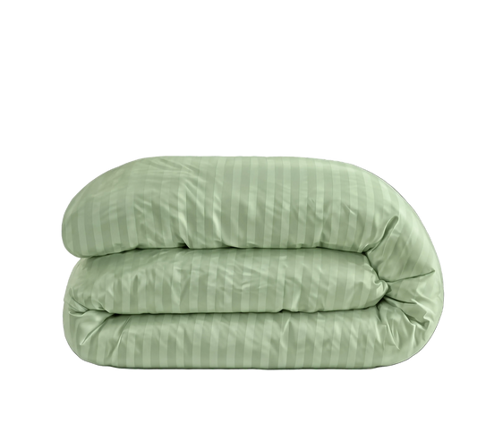 Zelesta Deluxe Hotel Stripe Sans Coutures Satin Cotton Couette - Vert
