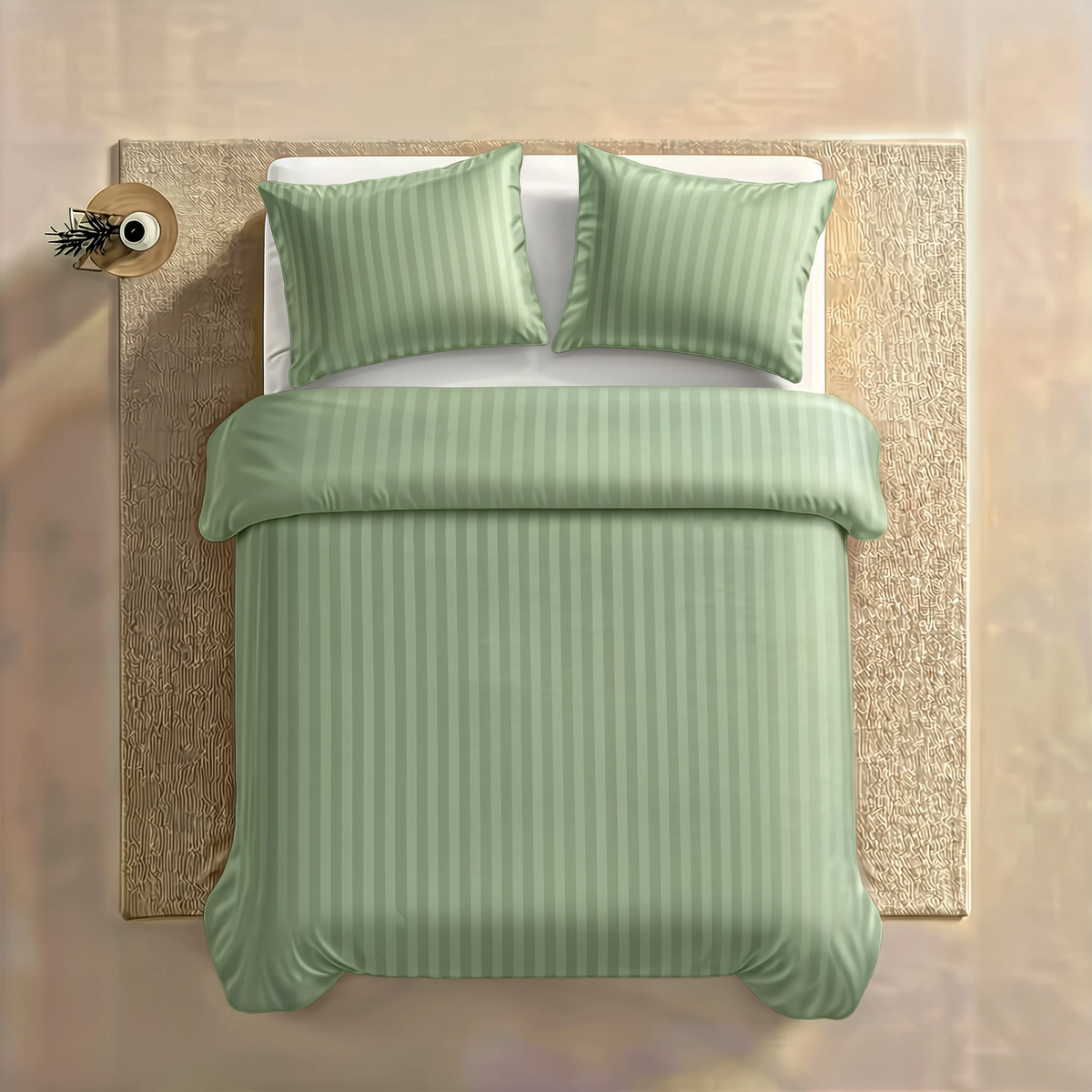 Zelesta Deluxe Hotel Stripe Satin Cotton Couette - Vert