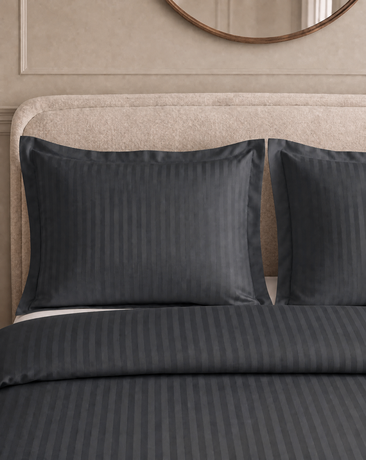 Zelesta Deluxe Hotel Stripe Sans Coutures Satin Cotton Couette - Anthracite