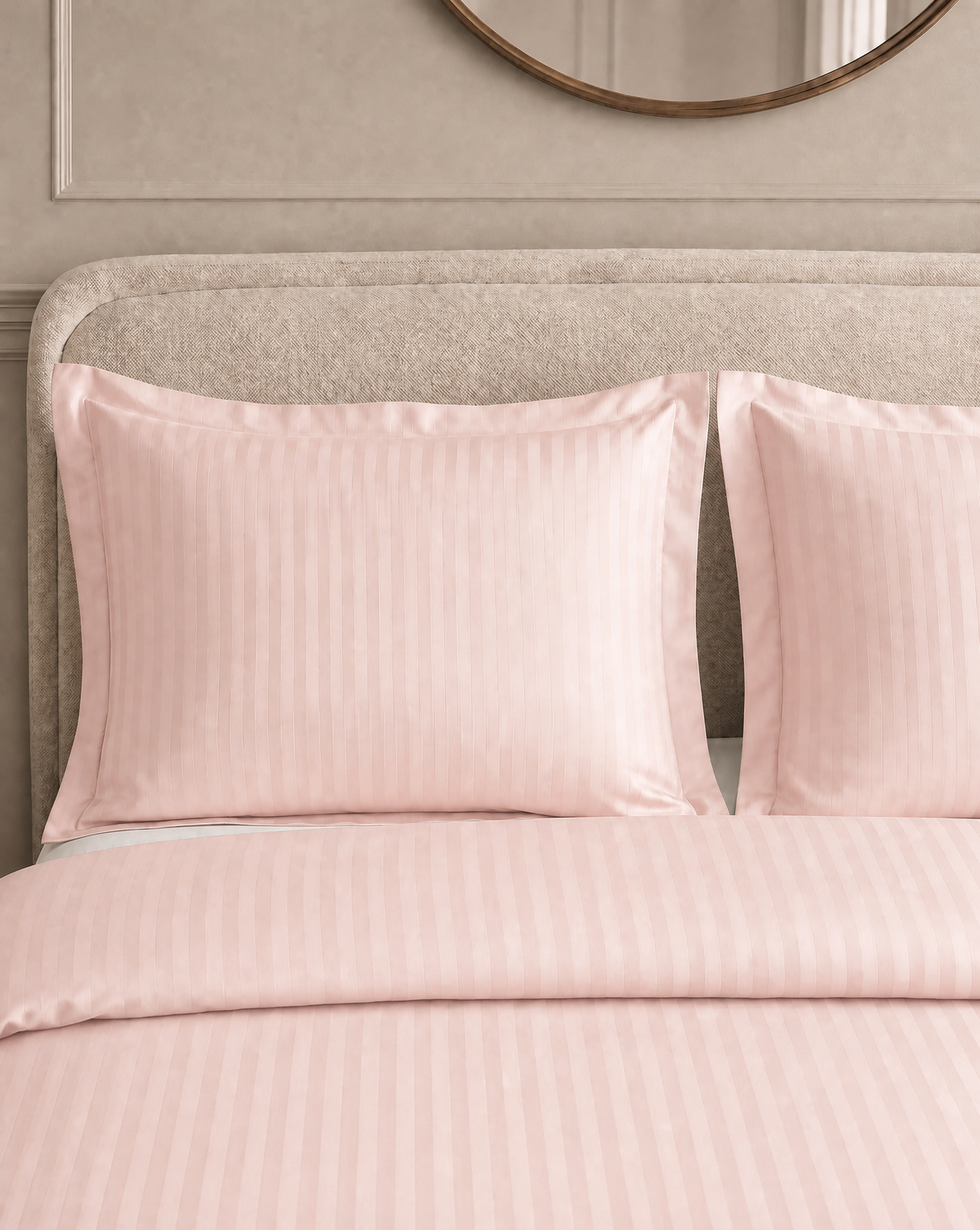 Zelesta Deluxe Hotel Stripe Sans Coutures Satin Cotton Couette - Rose