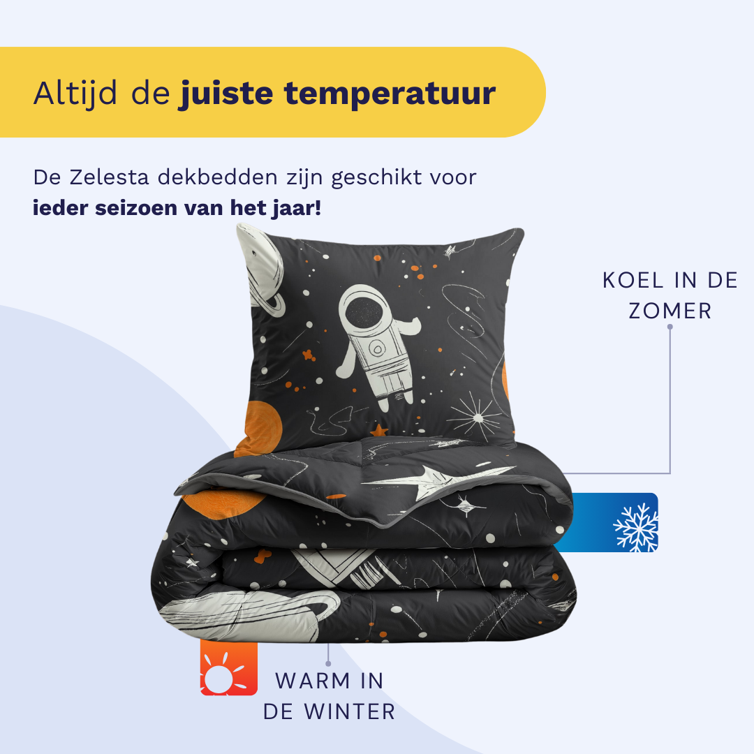 Zelesta Pure Kids Space Man Cotton Duvet in a styled kids bedroom setting