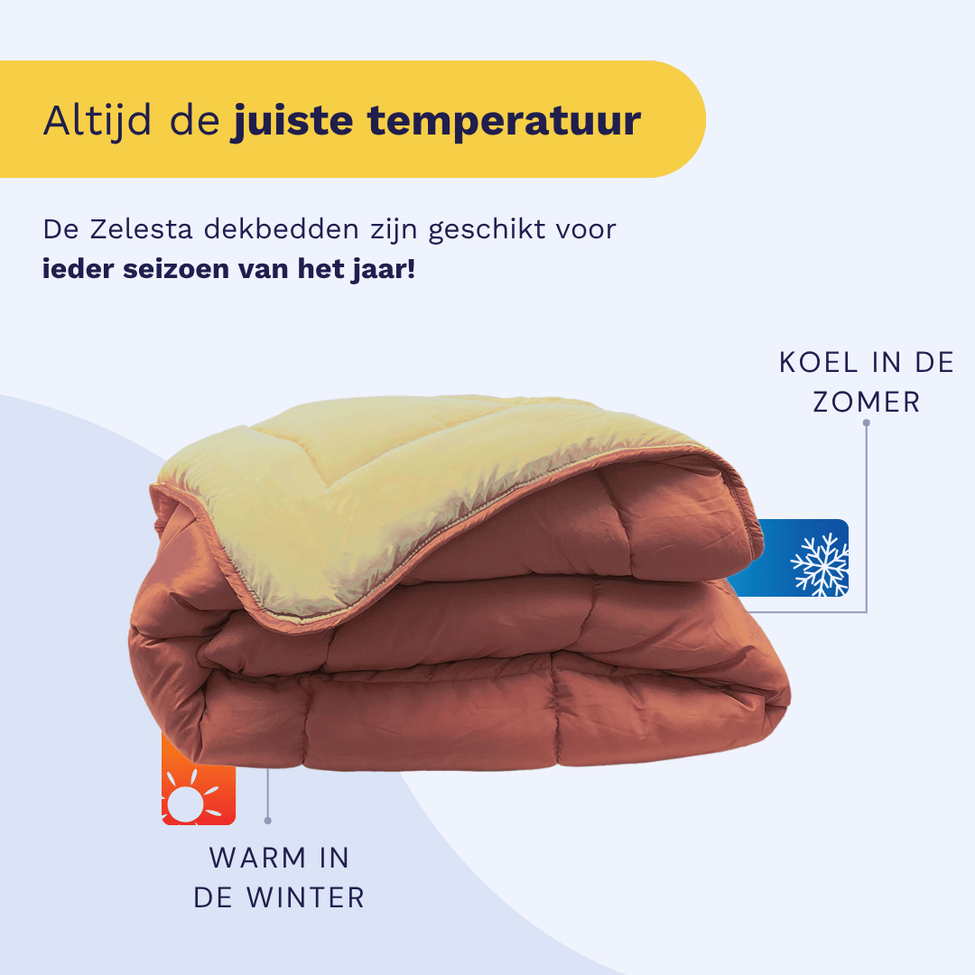 Zelesta Comfort Kids Duvet - Sand Beige & Terracotta, lifestyle photo showing the duvet on a neatly made children's bed