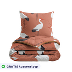 Zelesta Pure Kids Cotton Duvet and matching pillowcase in a bedroom, with a badge showing a free pillowcase is included