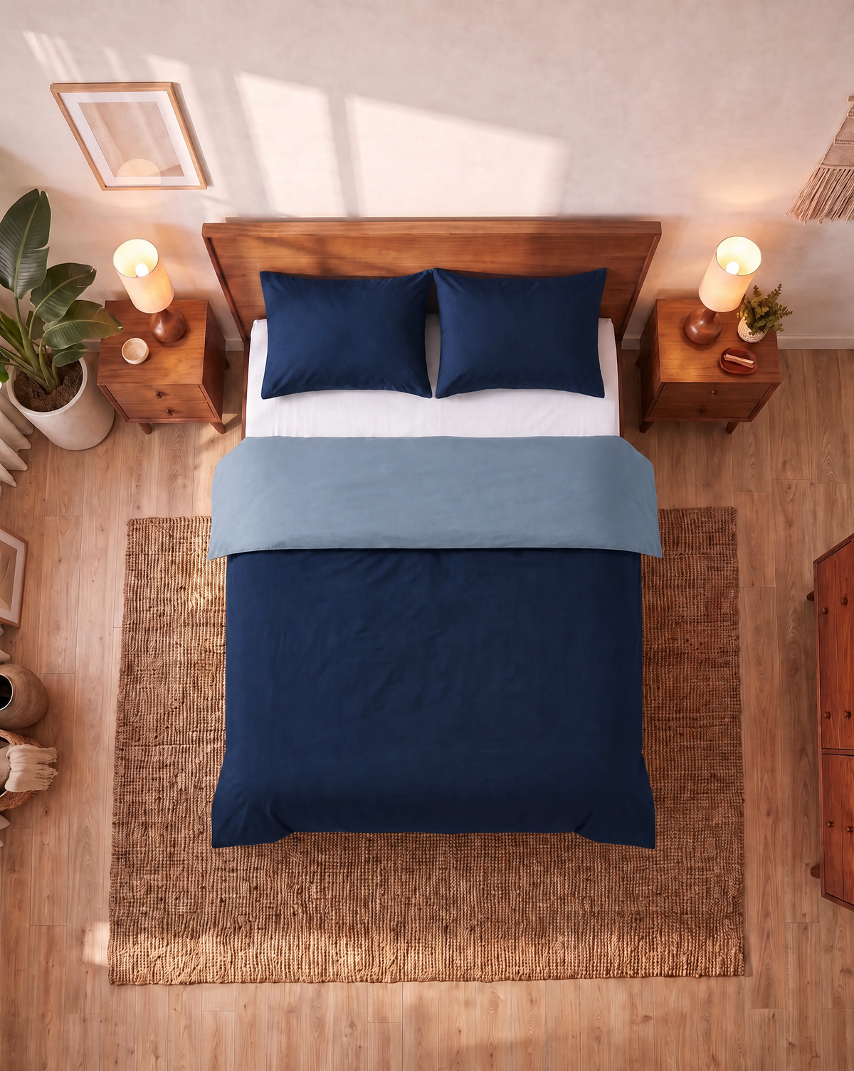 Couette Zelesta Comfort Duo Sans Coutures - Bleu & Bleu Marine