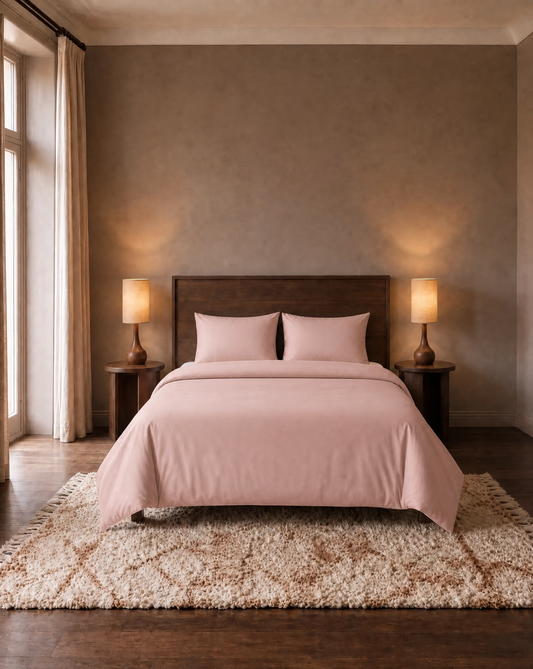 Couette Zelesta Pure Uni Sans Coutures en Coton - Rose Brumeux