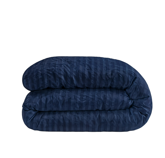 Zelesta Deluxe Hotel Stripe Sans Coutures Satin Cotton Couette - Bleu