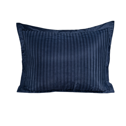 Zelesta Deluxe Hotel Stripe Sans Coutures Satin Cotton Taies d'oreiller Lot de 2 - Bleu