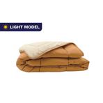 Zelesta Everyday Uni Summer Duvet in Bronze Brown & Linen, neatly folded on a white background showing the soft bronze brown & linen microfiber fabric