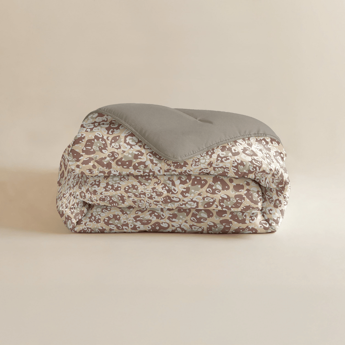 Zelesta Comfort Design Duvet - Sand Panther, product shot showing the sand-coloured panther animal print