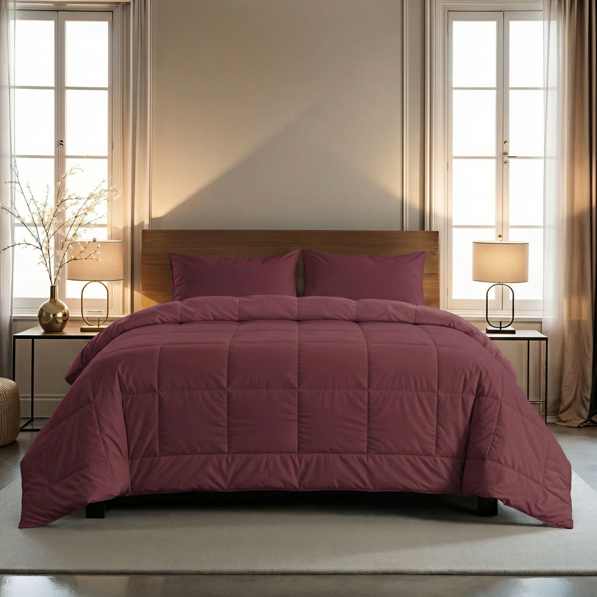 Couette Zelesta Pure Uni 4 Saisons Sans Coutures en Coton – Rouge