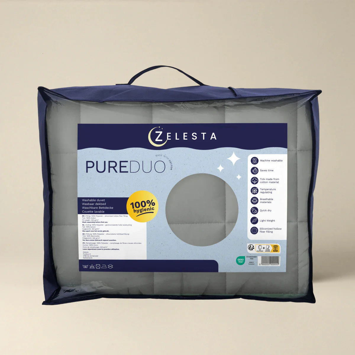 Zelesta Pure Duo Cotton Summer Duvet - Dark Grey & Light Grey