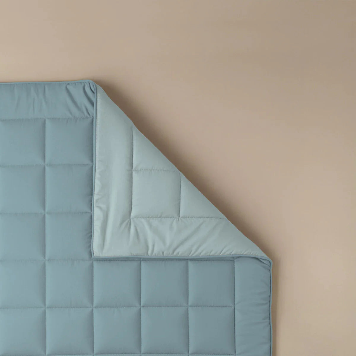 Zelesta Pure Duo Summer Cotton Duvet in Grey Blue & Light Blue folded on a white background