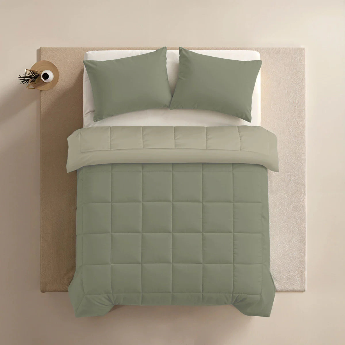 Zelesta Pure Duo katoenen dekbed - Grijs-groen & Zacht grijs-groen