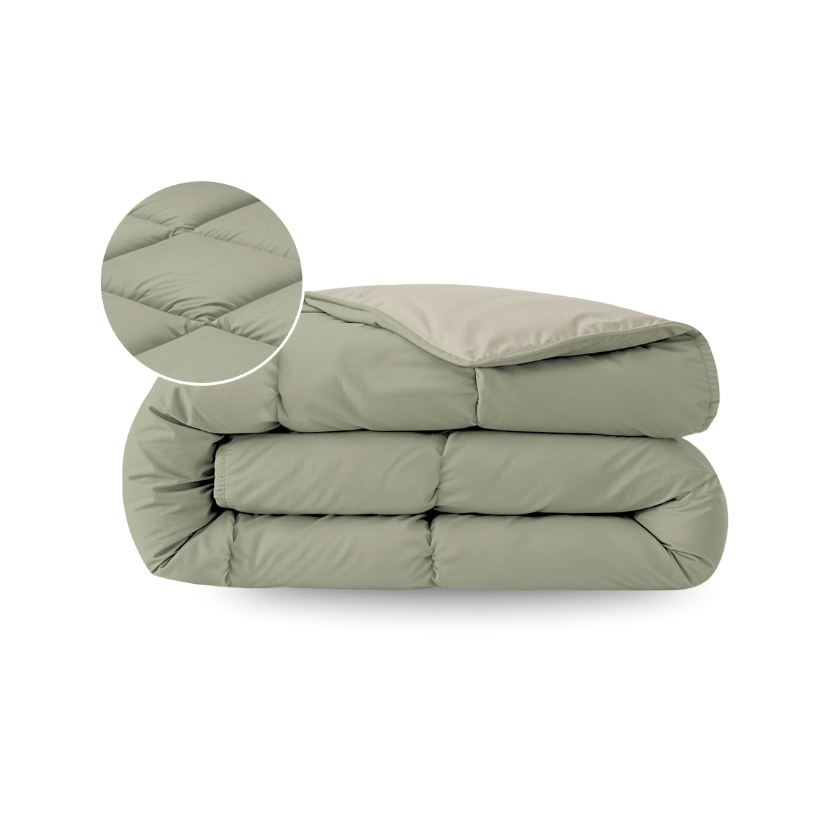 Zelesta Pure Duo Cotton Summer Duvet - Grey-Green & Soft Grey-Green