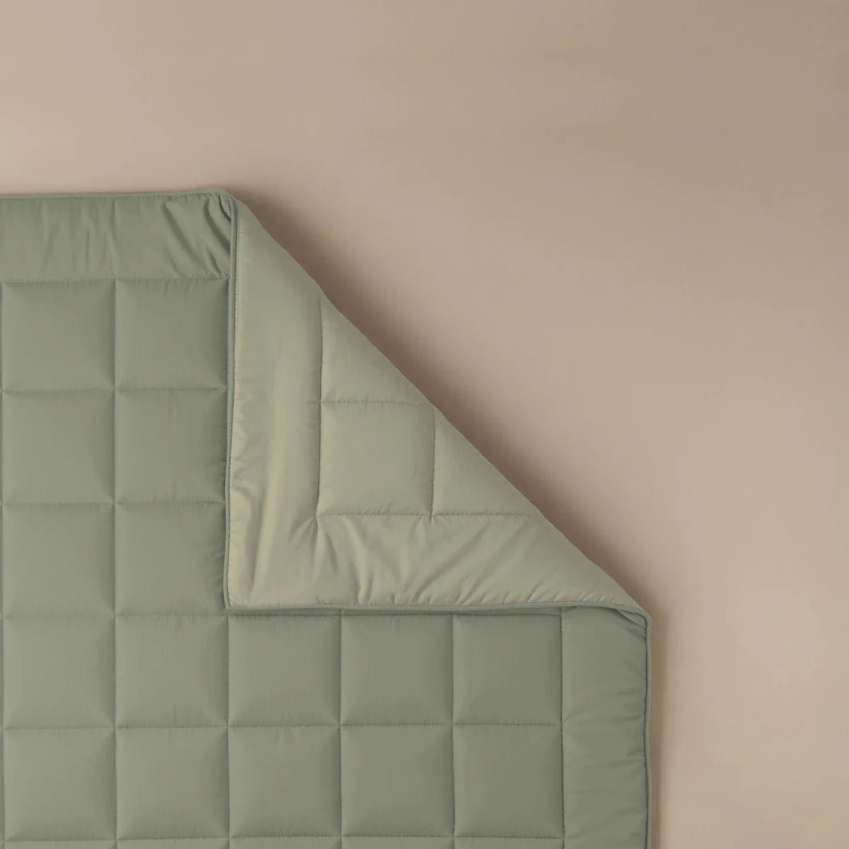 Zelesta Pure Duo Summer Cotton Duvet in Grey-Green & Soft Grey-Green folded on a white background