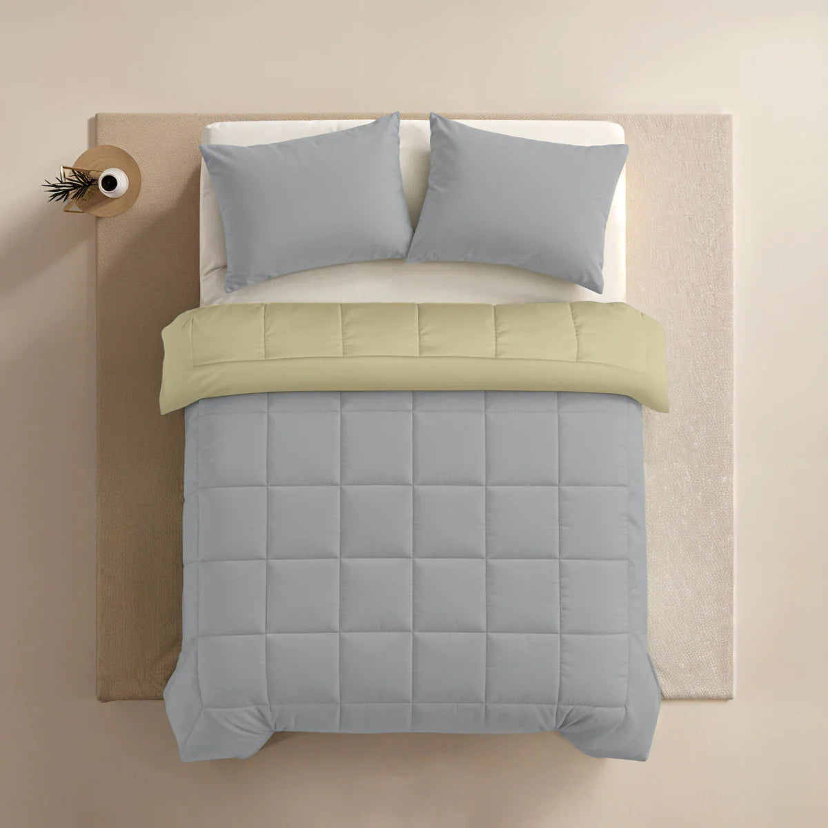 Zelesta Pure Duo Cotton Summer Duvet - Light Grey & Butter Yellow
