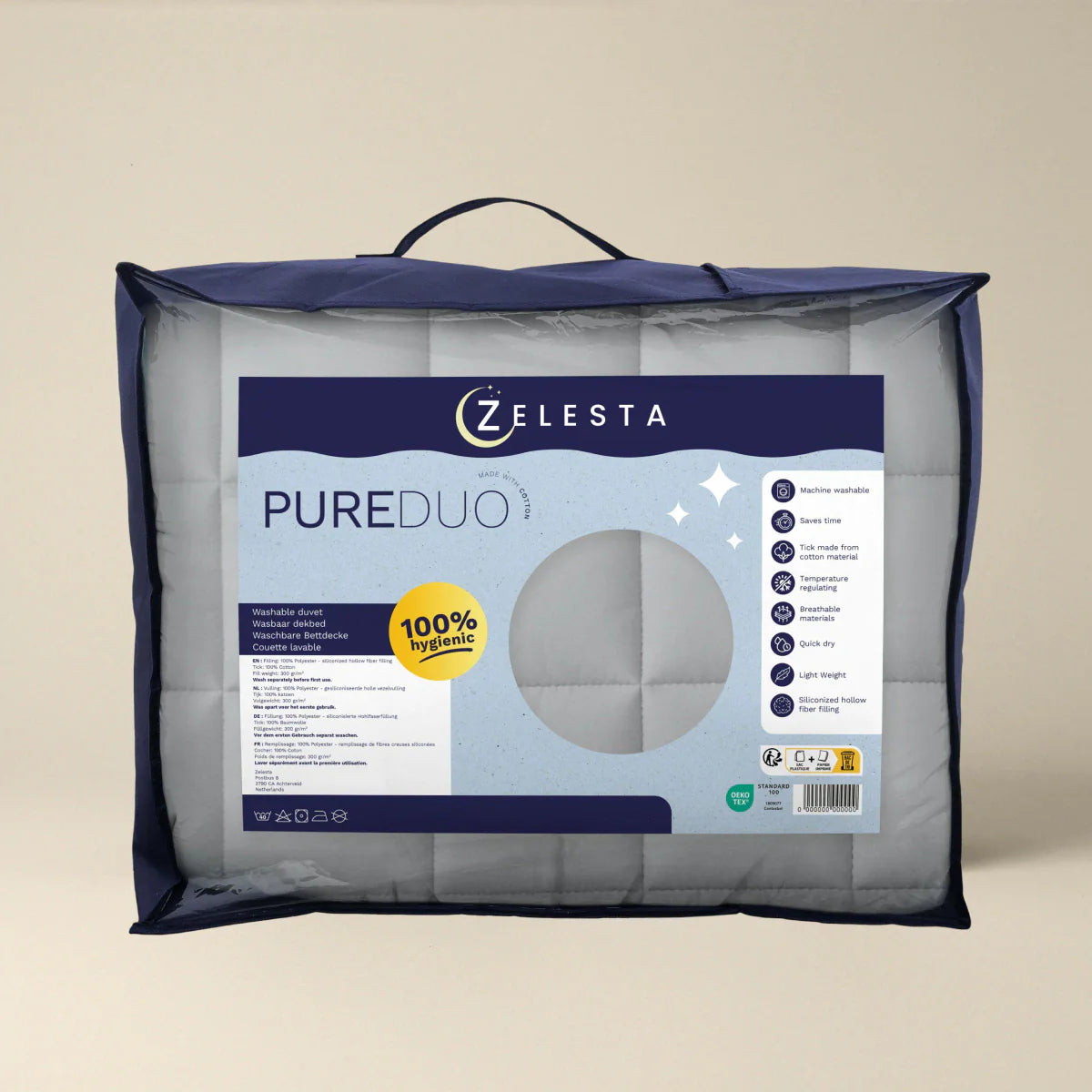 Zelesta Pure Duo Cotton Summer Duvet - Light Grey & Butter Yellow