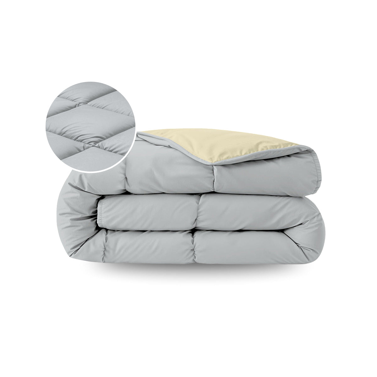 Zelesta Pure Duo Cotton Summer Duvet - Light Grey & Butter Yellow