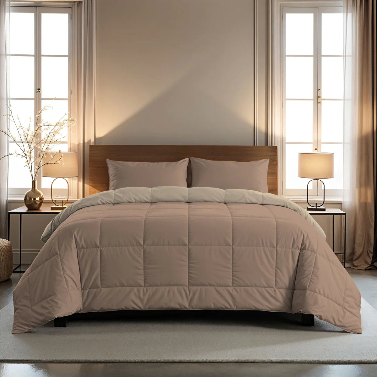 Zelesta Pure Duo katoenen dekbed - Rozenbruin & Betonbruin