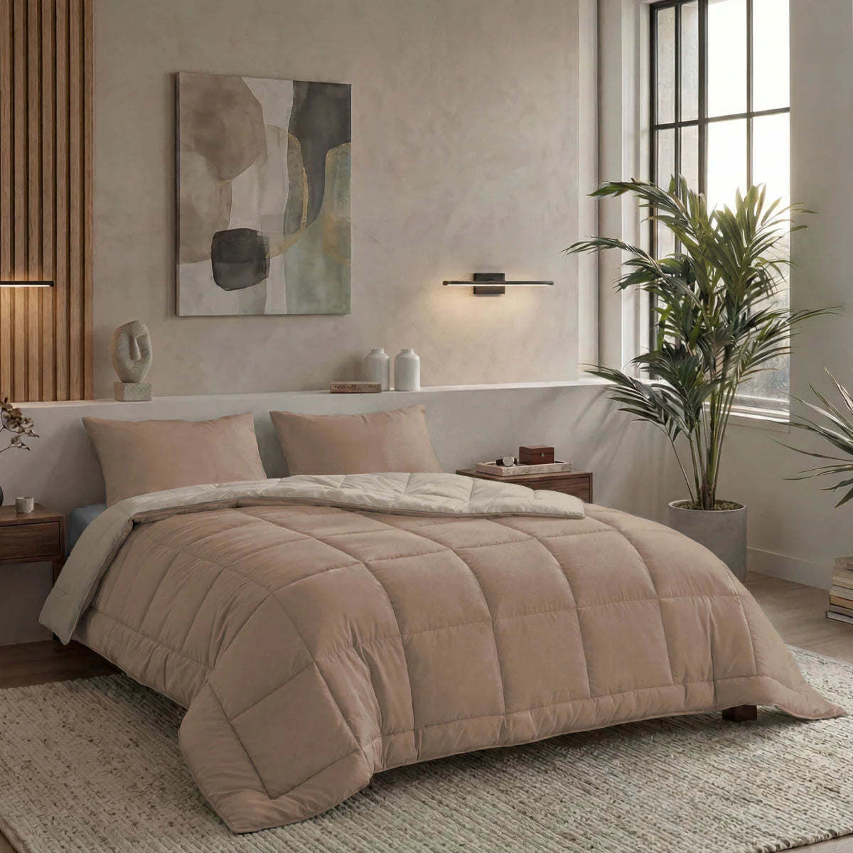 Zelesta Pure Duo katoenen dekbed - Rozenbruin & Betonbruin