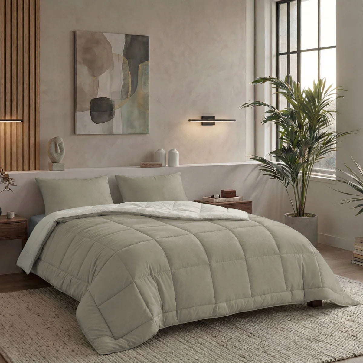 Zelesta Pure Duo Katoenen Dekbed - Warmgrijs & Crèmewit