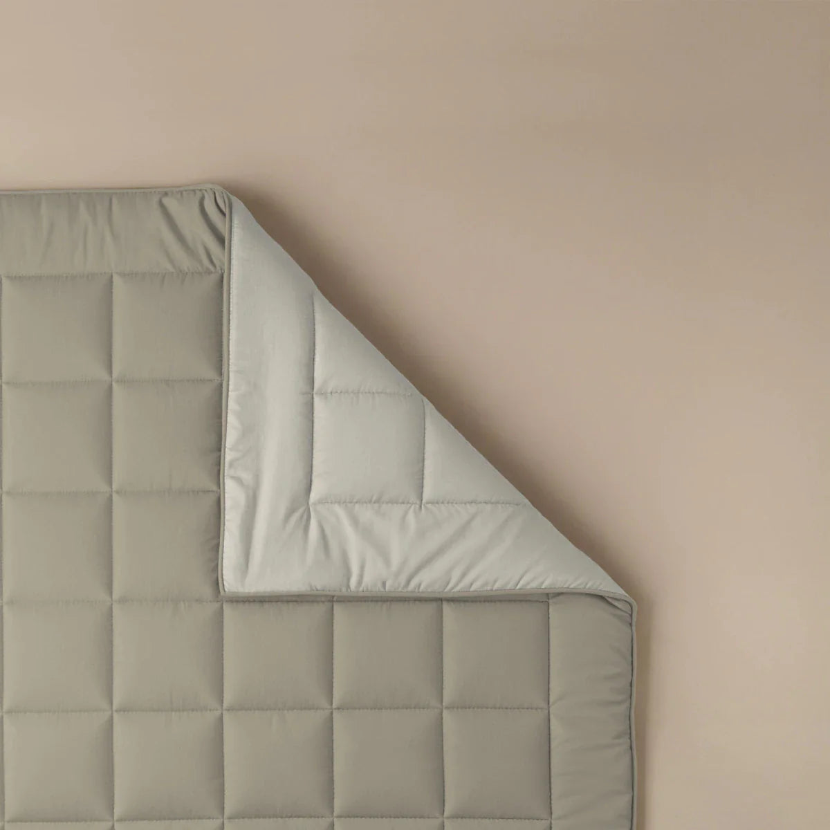 Zelesta Pure Duo Cotton Duvet in Warm Grey & Cream White folded on a white background