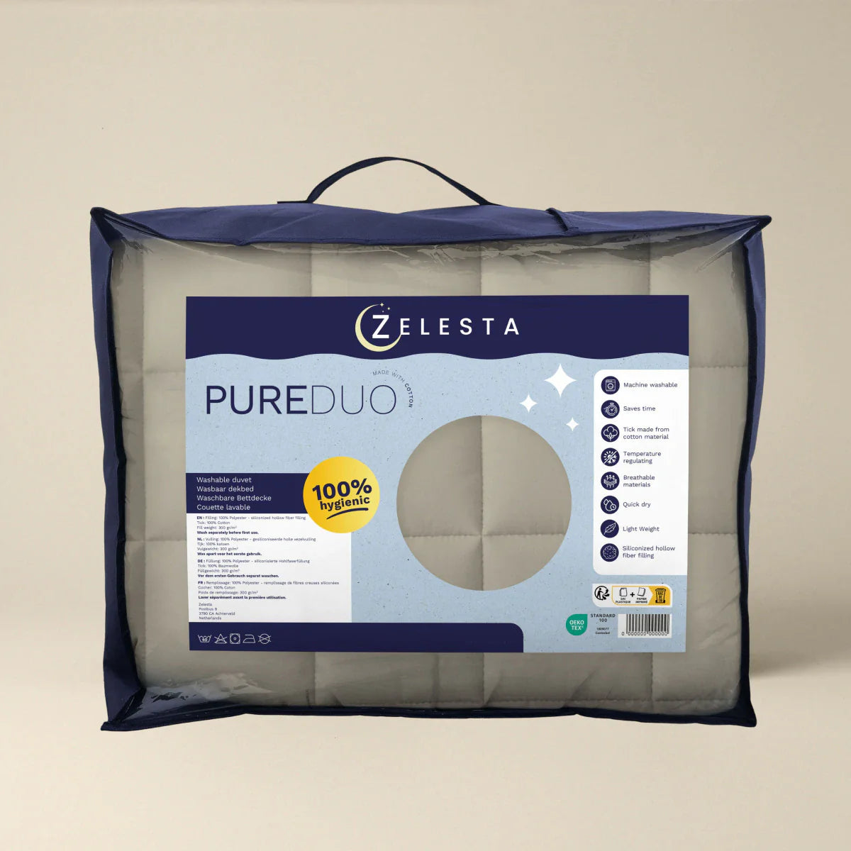 Zelesta Pure Duo Katoenen Dekbed - Warmgrijs & Crèmewit