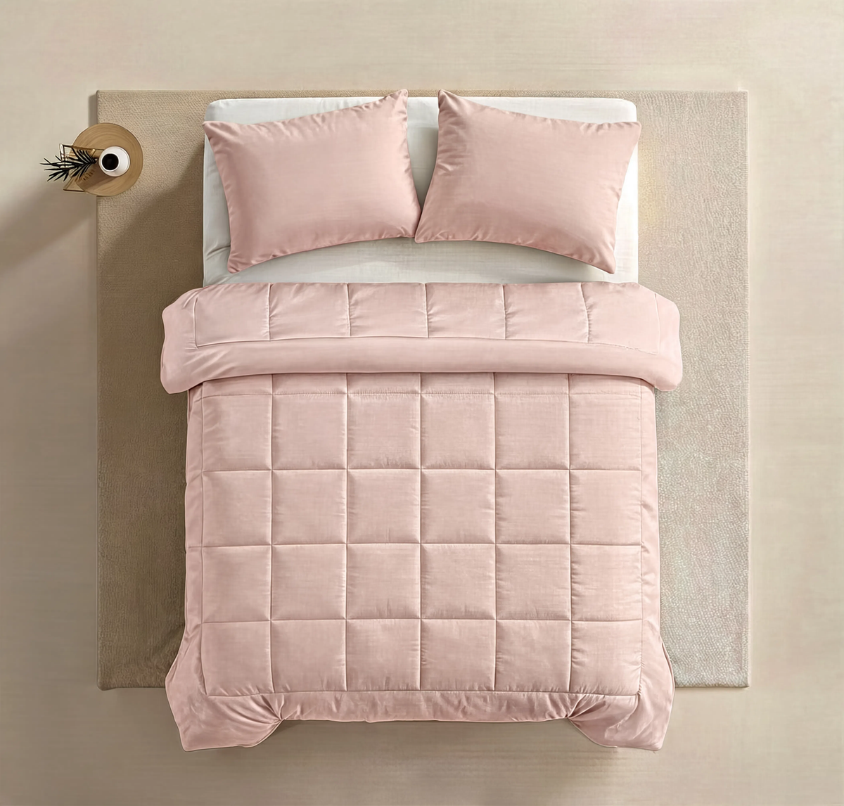 Couette Zelesta Pure Uni 4 Saisons Sans Coutures en Coton – Rose