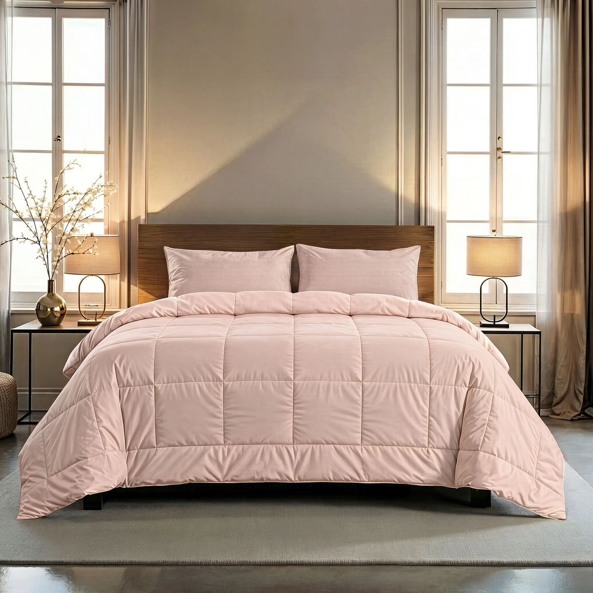 Couette Zelesta Pure Uni 4 Saisons Sans Coutures en Coton – Rose