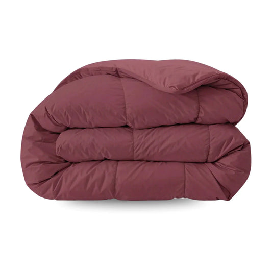 Zelesta Pure Uni Cotton Duvet in Burgundy folded on a white background