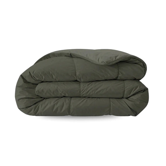 Zelesta Pure Uni Summer Cotton Duvet in Olive Black folded on a white background