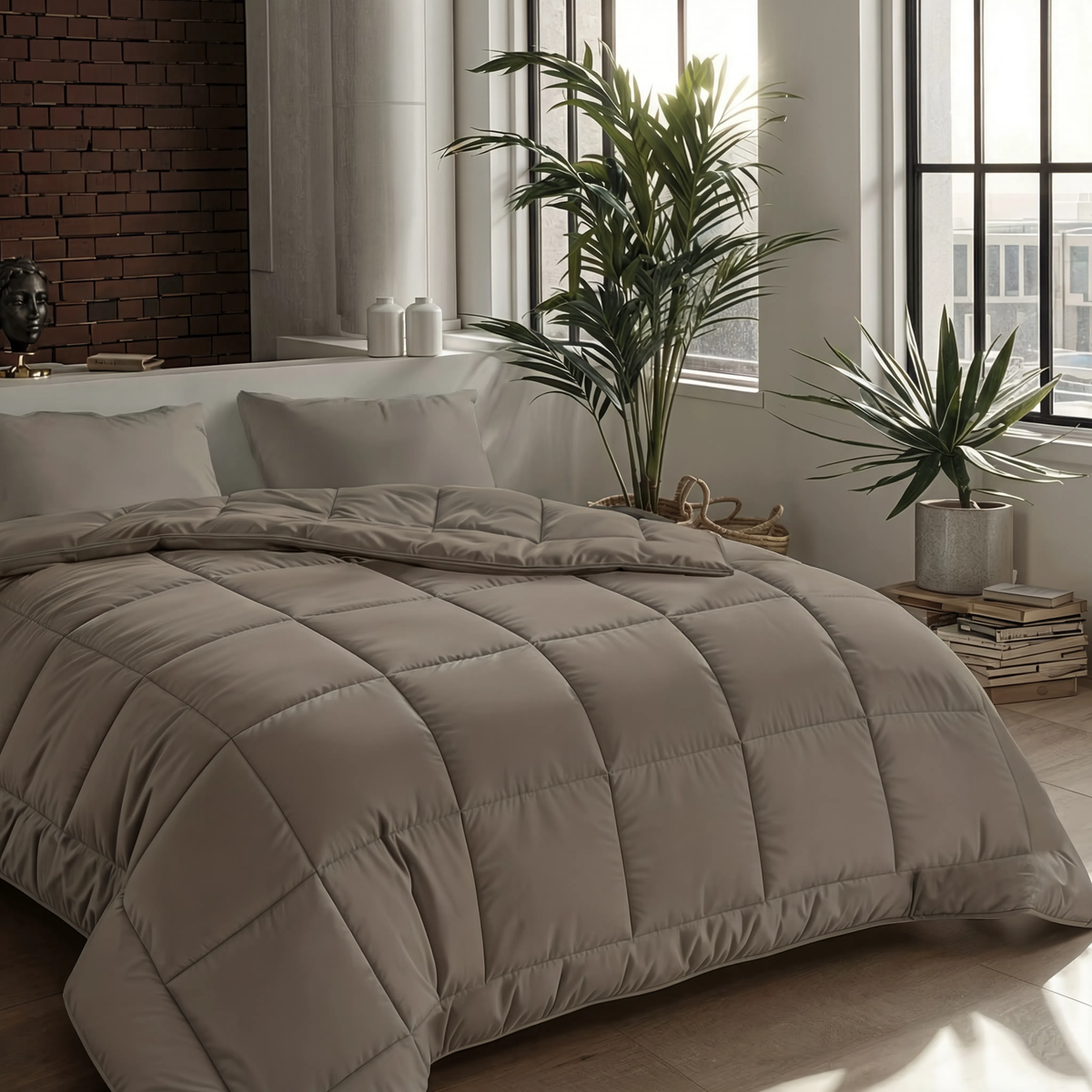 Couette Zelesta Pure Uni 4 Saisons Sans Coutures en Coton – Anthracite